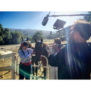 Fun with new friends (of the equine variety) on the set of 